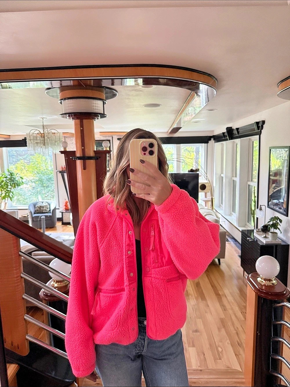 Free People Hit the Slopes Fleece Jacket Pink